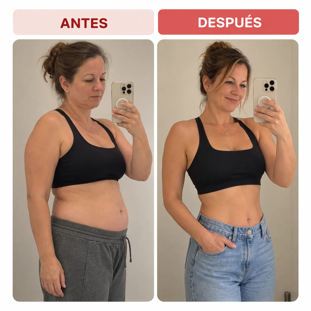 Comparación visual antes y después